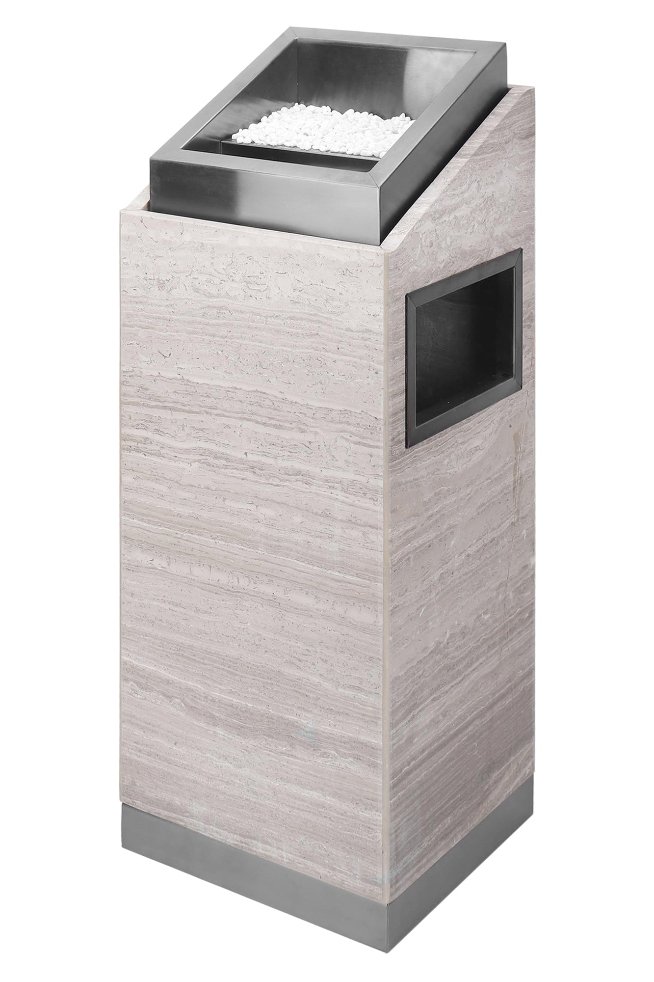 Posacenere 2 In 1 Da Terra Professionale Elegante Interno Esterno Con Secchio Cestino Gettacarte Spazzatura Realizzati In Acciaio Marmo Acciaio Ufficio Bar Ristorante Hotel Design Moderno - Modello ares