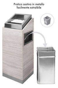 Posacenere 2 In 1 Da Terra Professionale Elegante Interno Esterno Con Secchio Cestino Gettacarte Spazzatura Realizzati In Acciaio Marmo Acciaio Ufficio Bar Ristorante Hotel Design Moderno - Modello ares