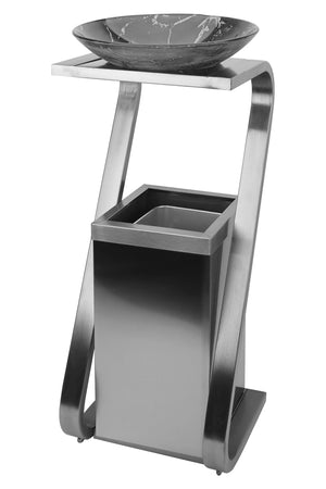 Posacenere 2 In 1 Da Terra Professionale Elegante Interno Esterno Con Secchio Cestino Gettacarte Spazzatura Realizzati In Acciaio Marmo Acciaio Ufficio Bar Ristorante Hotel Design Moderno - Modello ash