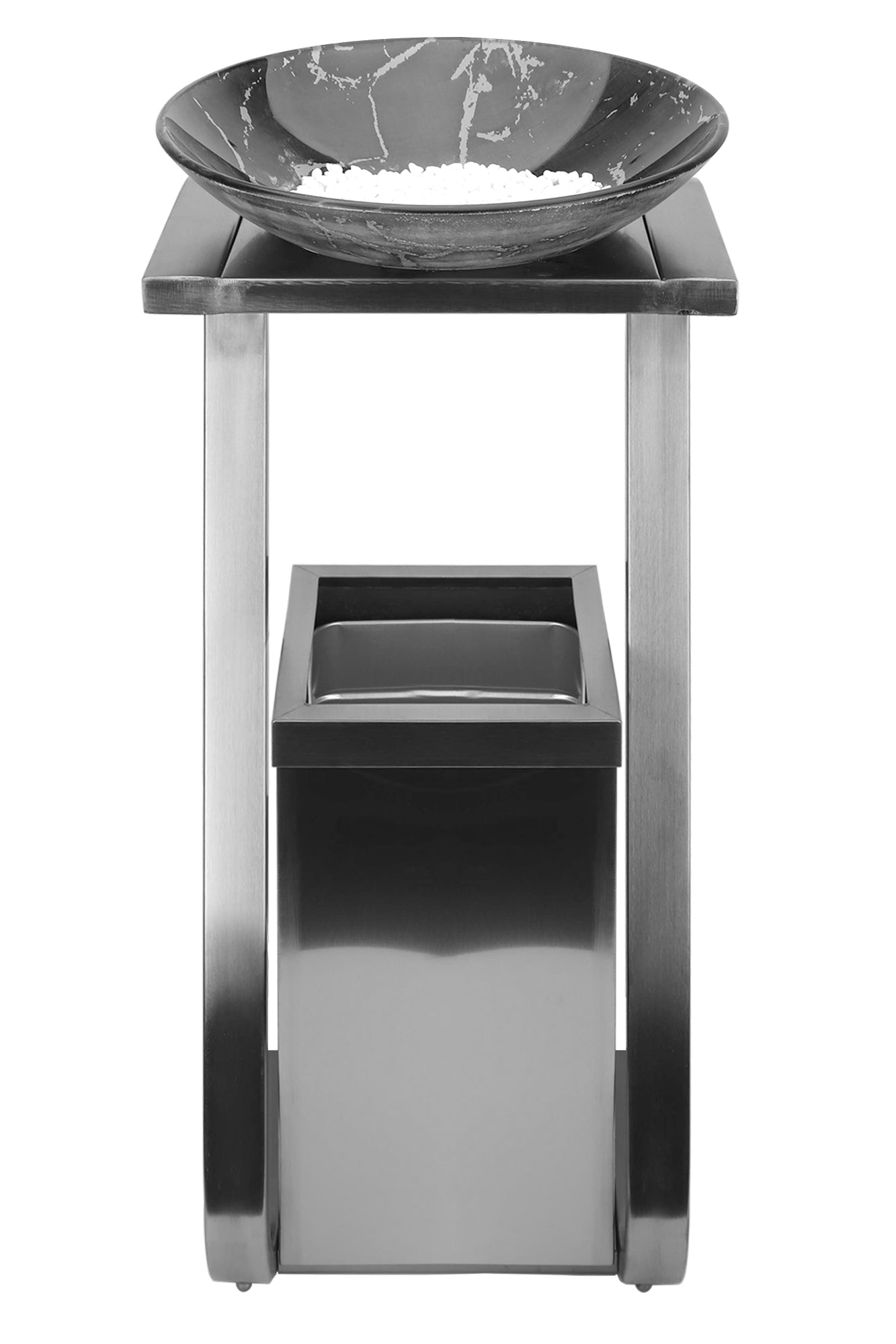 Posacenere 2 In 1 Da Terra Professionale Elegante Interno Esterno Con Secchio Cestino Gettacarte Spazzatura Realizzati In Acciaio Marmo Acciaio Ufficio Bar Ristorante Hotel Design Moderno - Modello ash