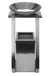 Posacenere 2 In 1 Da Terra Professionale Elegante Interno Esterno Con Secchio Cestino Gettacarte Spazzatura Realizzati In Acciaio Marmo Acciaio Ufficio Bar Ristorante Hotel Design Moderno - Modello ash