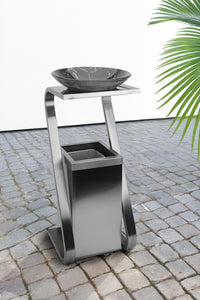 Posacenere 2 In 1 Da Terra Professionale Elegante Interno Esterno Con Secchio Cestino Gettacarte Spazzatura Realizzati In Acciaio Marmo Acciaio Ufficio Bar Ristorante Hotel Design Moderno - Modello ash