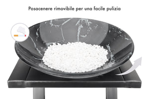 Posacenere 2 In 1 Da Terra Professionale Elegante Interno Esterno Con Secchio Cestino Gettacarte Spazzatura Realizzati In Acciaio Marmo Acciaio Ufficio Bar Ristorante Hotel Design Moderno - Modello ash