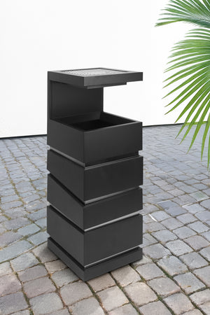 Posacenere 2 In 1 Da Terra Professionale Elegante Interno Esterno Con Secchio Cestino Gettacarte Spazzatura Realizzati In Acciaio Marmo Acciaio Ufficio Bar Ristorante Hotel Design Moderno - Modello luxe