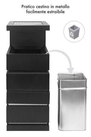 Posacenere 2 In 1 Da Terra Professionale Elegante Interno Esterno Con Secchio Cestino Gettacarte Spazzatura Realizzati In Acciaio Marmo Acciaio Ufficio Bar Ristorante Hotel Design Moderno - Modello luxe