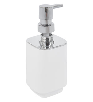 Set Completo Accessori Bagno 6 Pezzi Design Moderno In Plastica Resistente Con Finiture Lucide Incluso Cestino Pattumiera,Dispenser Sapone, PortaSaponetta, Porta Spazzolini, Portascopino - Bianco