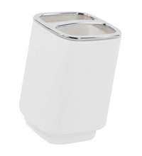 Set Completo Accessori Bagno 6 Pezzi Design Moderno In Plastica Resistente Con Finiture Lucide Incluso Cestino Pattumiera,Dispenser Sapone, PortaSaponetta, Porta Spazzolini, Portascopino - Bianco