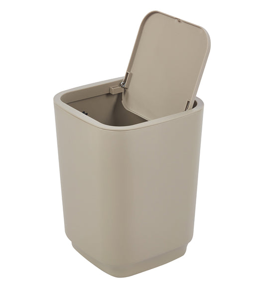 Set Completo Accessori Bagno 6 Pezzi Design Moderno In Plastica Resistente Con Finiture Lucide Incluso Cestino Pattumiera,Dispenser Sapone, PortaSaponetta, Porta Spazzolini, Portascopino - Caffe