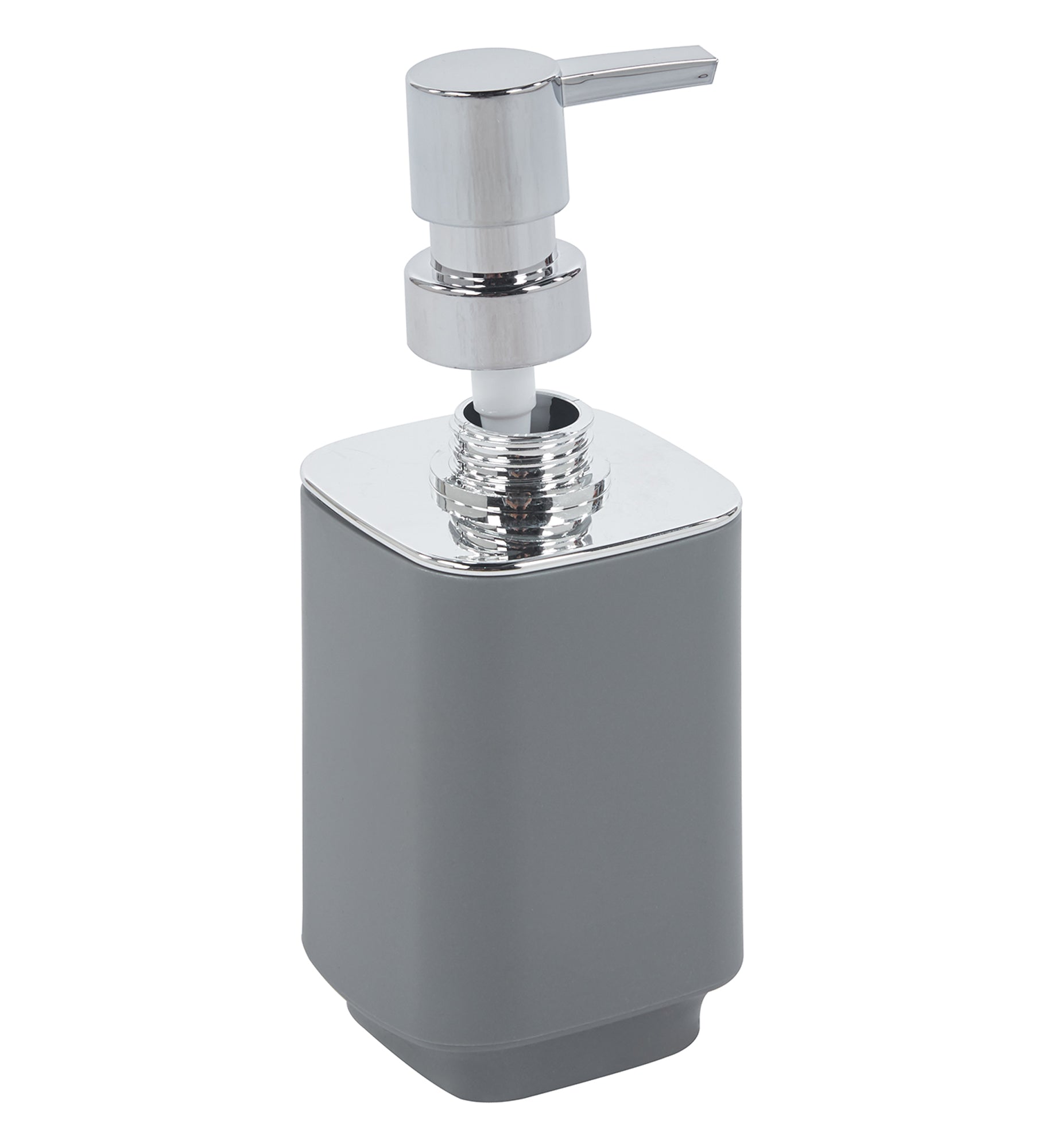 Set Completo Accessori Bagno 6 Pezzi Design Moderno In Plastica Resistente Con Finiture Lucide Incluso Cestino Pattumiera,Dispenser Sapone, PortaSaponetta, Porta Spazzolini, Portascopino - Grigio