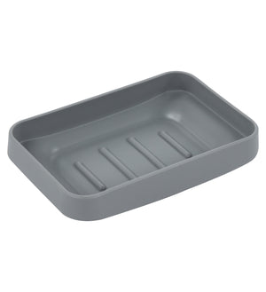 Set Completo Accessori Bagno 6 Pezzi Design Moderno In Plastica Resistente Con Finiture Lucide Incluso Cestino Pattumiera,Dispenser Sapone, PortaSaponetta, Porta Spazzolini, Portascopino - Grigio