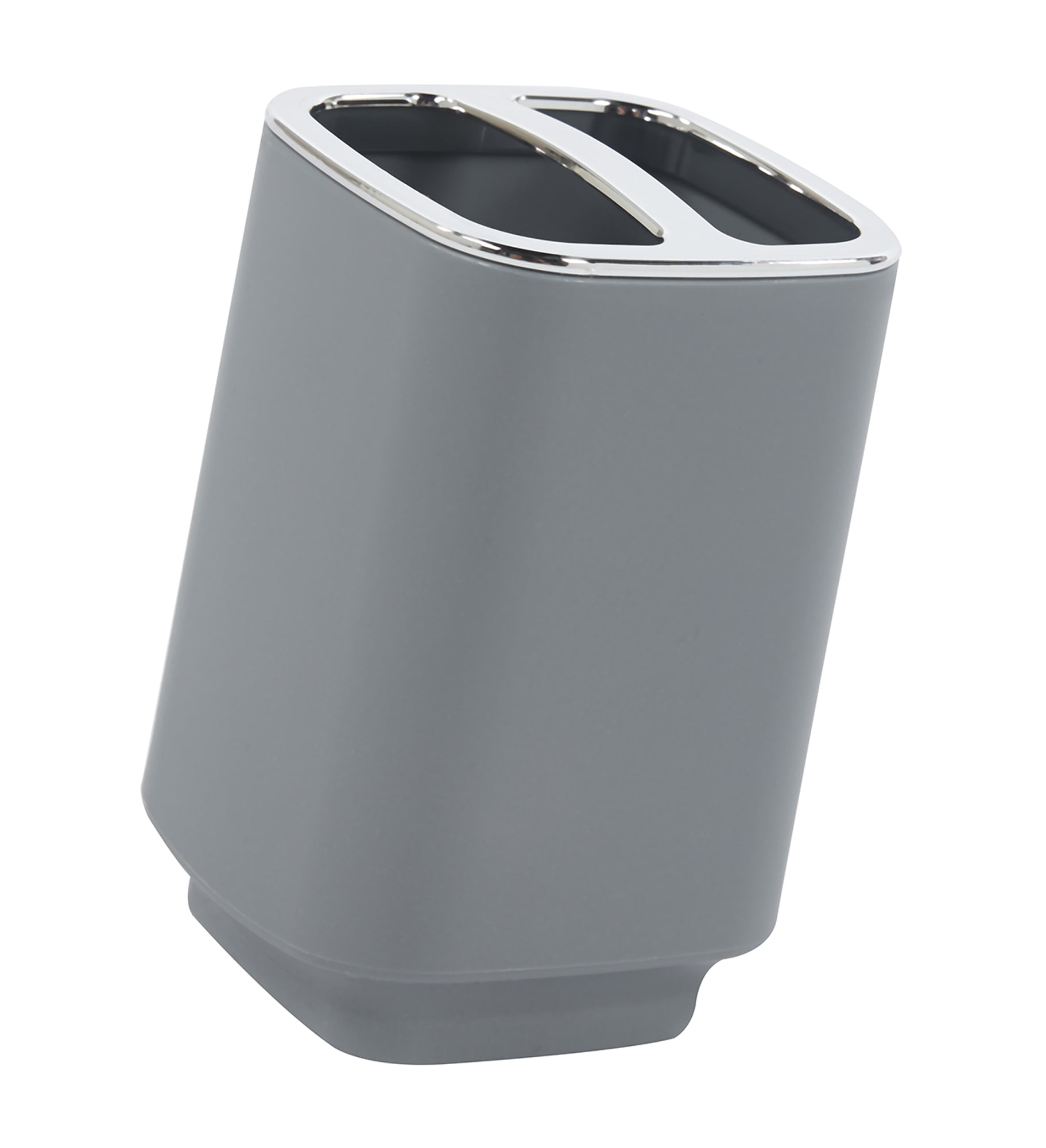 Set Completo Accessori Bagno 6 Pezzi Design Moderno In Plastica Resistente Con Finiture Lucide Incluso Cestino Pattumiera,Dispenser Sapone, PortaSaponetta, Porta Spazzolini, Portascopino - Grigio