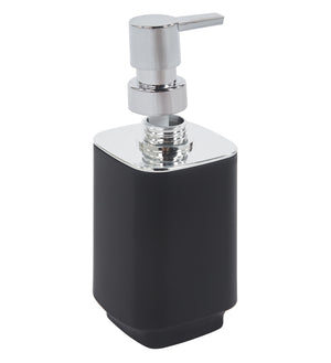 Set Completo Accessori Bagno 6 Pezzi Design Moderno In Plastica Resistente Con Finiture Lucide Incluso Cestino Pattumiera,Dispenser Sapone, PortaSaponetta, Porta Spazzolini, Portascopino - Nero