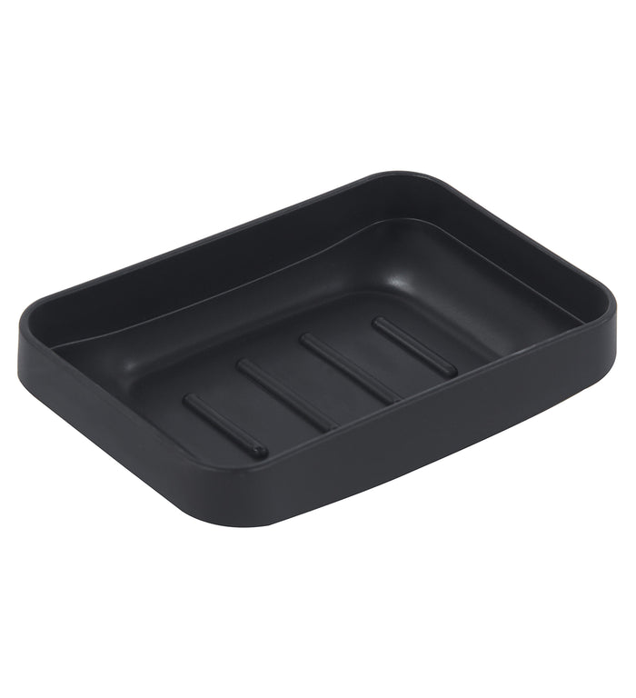 Set Completo Accessori Bagno 6 Pezzi Design Moderno In Plastica Resistente Con Finiture Lucide Incluso Cestino Pattumiera,Dispenser Sapone, PortaSaponetta, Porta Spazzolini, Portascopino - Nero