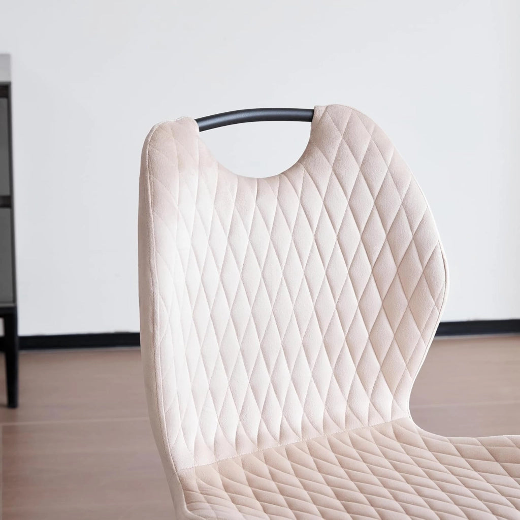 GrandCA HOME Set di 8 Sedie da Pranzo, Sedia da Pranzo Imbottita, Sedia da Cucina Nordica Con Maniglie, Gambe in Metallo, Sedie con Motivo a Rombi (Cachi)