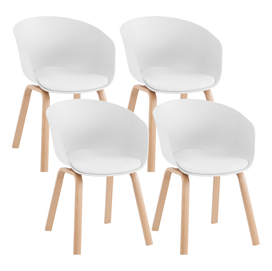 Set Di 4 Sedie Da Cucina Pontrone Sala Da Pranzo Stile Scandinavo Sedia Di Design Moderno Gambe In Metallo Effetto Legno Schienale In Polipropilene Con Cuscino Imbottito Design Moderno Bianco