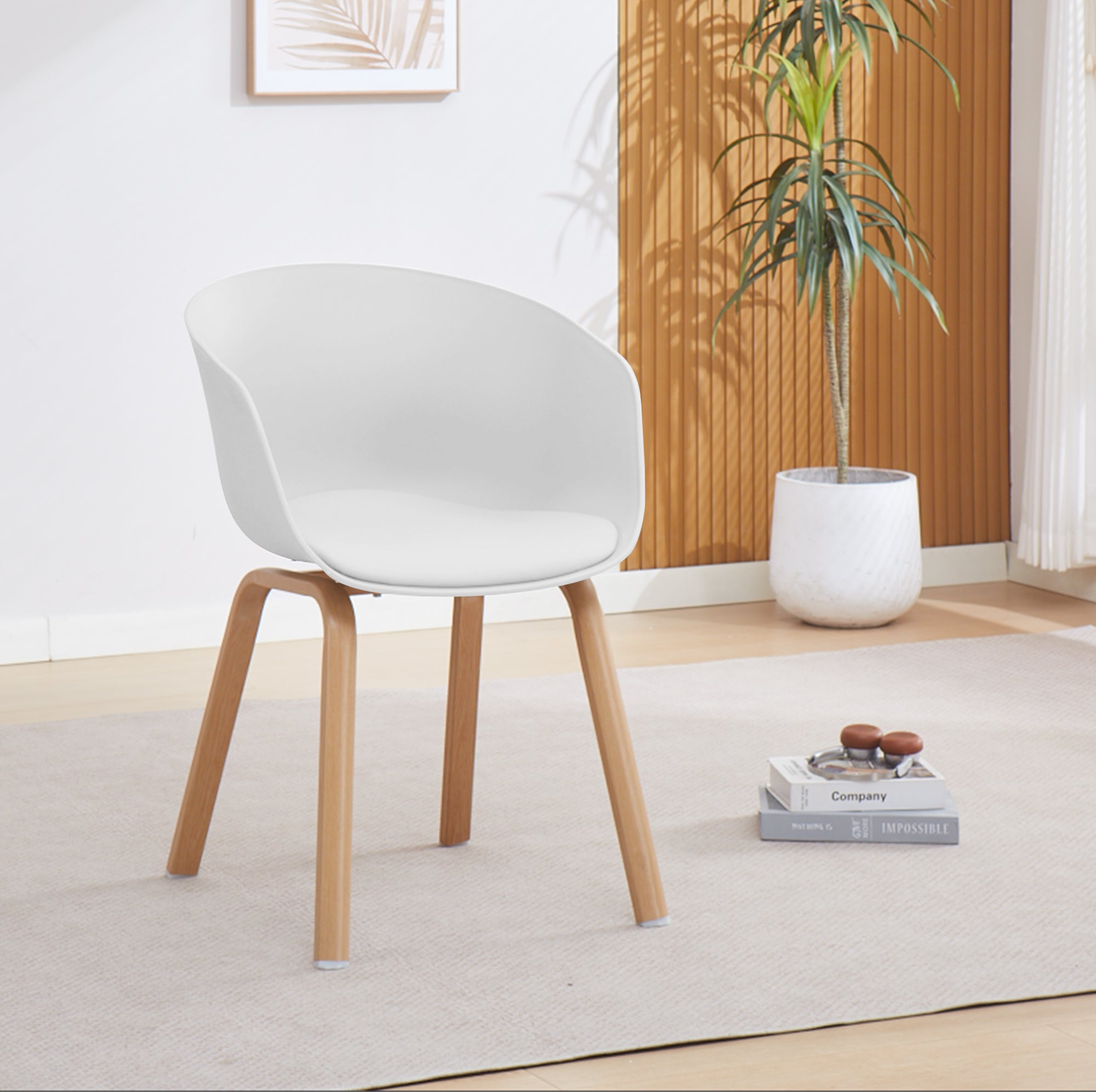 Set Di 4 Sedie Da Cucina Pontrone Sala Da Pranzo Stile Scandinavo Sedia Di Design Moderno Gambe In Metallo Effetto Legno Schienale In Polipropilene Con Cuscino Imbottito Design Moderno Bianco