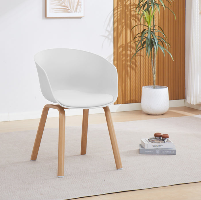 Set Di 4 Sedie Da Cucina Pontrone Sala Da Pranzo Stile Scandinavo Sedia Di Design Moderno Gambe In Metallo Effetto Legno Schienale In Polipropilene Con Cuscino Imbottito Design Moderno Bianco