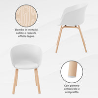 Set Di 4 Sedie Da Cucina Pontrone Sala Da Pranzo Stile Scandinavo Sedia Di Design Moderno Gambe In Metallo Effetto Legno Schienale In Polipropilene Con Cuscino Imbottito Design Moderno Bianco