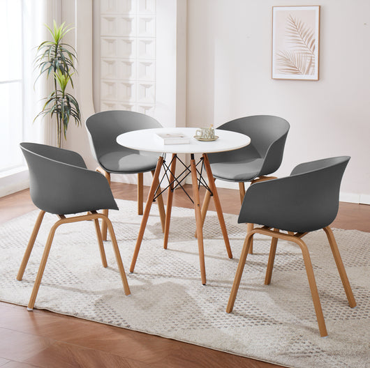 Set Di 4 Sedie Da Cucina Pontrone Sala Da Pranzo Stile Scandinavo Sedia Di Design Moderno Gambe In Metallo Effetto Legno Schienale In Polipropilene Con Cuscino Imbottito Design Moderno Grigio