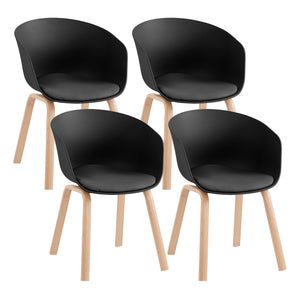 Set Di 4 Sedie Da Cucina Pontrone Sala Da Pranzo Stile Scandinavo Sedia Di Design Moderno Gambe In Metallo Effetto Legno Schienale In Polipropilene Con Cuscino Imbottito Design Moderno Nero