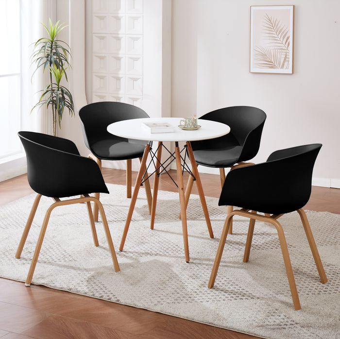Set Di 4 Sedie Da Cucina Pontrone Sala Da Pranzo Stile Scandinavo Sedia Di Design Moderno Gambe In Metallo Effetto Legno Schienale In Polipropilene Con Cuscino Imbottito Design Moderno Nero