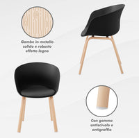 Set Di 4 Sedie Da Cucina Pontrone Sala Da Pranzo Stile Scandinavo Sedia Di Design Moderno Gambe In Metallo Effetto Legno Schienale In Polipropilene Con Cuscino Imbottito Design Moderno Nero