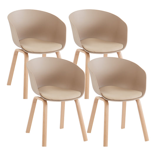 Set Di 4 Sedie Da Cucina Pontrone Sala Da Pranzo Stile Scandinavo Sedia Di Design Moderno Gambe In Metallo Effetto Legno Schienale In Polipropilene Con Cuscino Imbottito Design Moderno Tortora