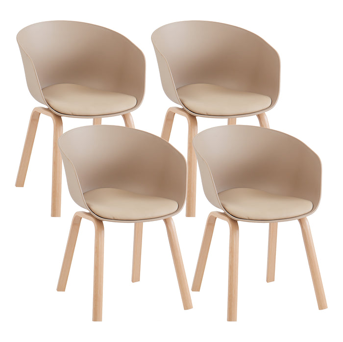 Set Di 4 Sedie Da Cucina Pontrone Sala Da Pranzo Stile Scandinavo Sedia Di Design Moderno Gambe In Metallo Effetto Legno Schienale In Polipropilene Con Cuscino Imbottito Design Moderno Tortora