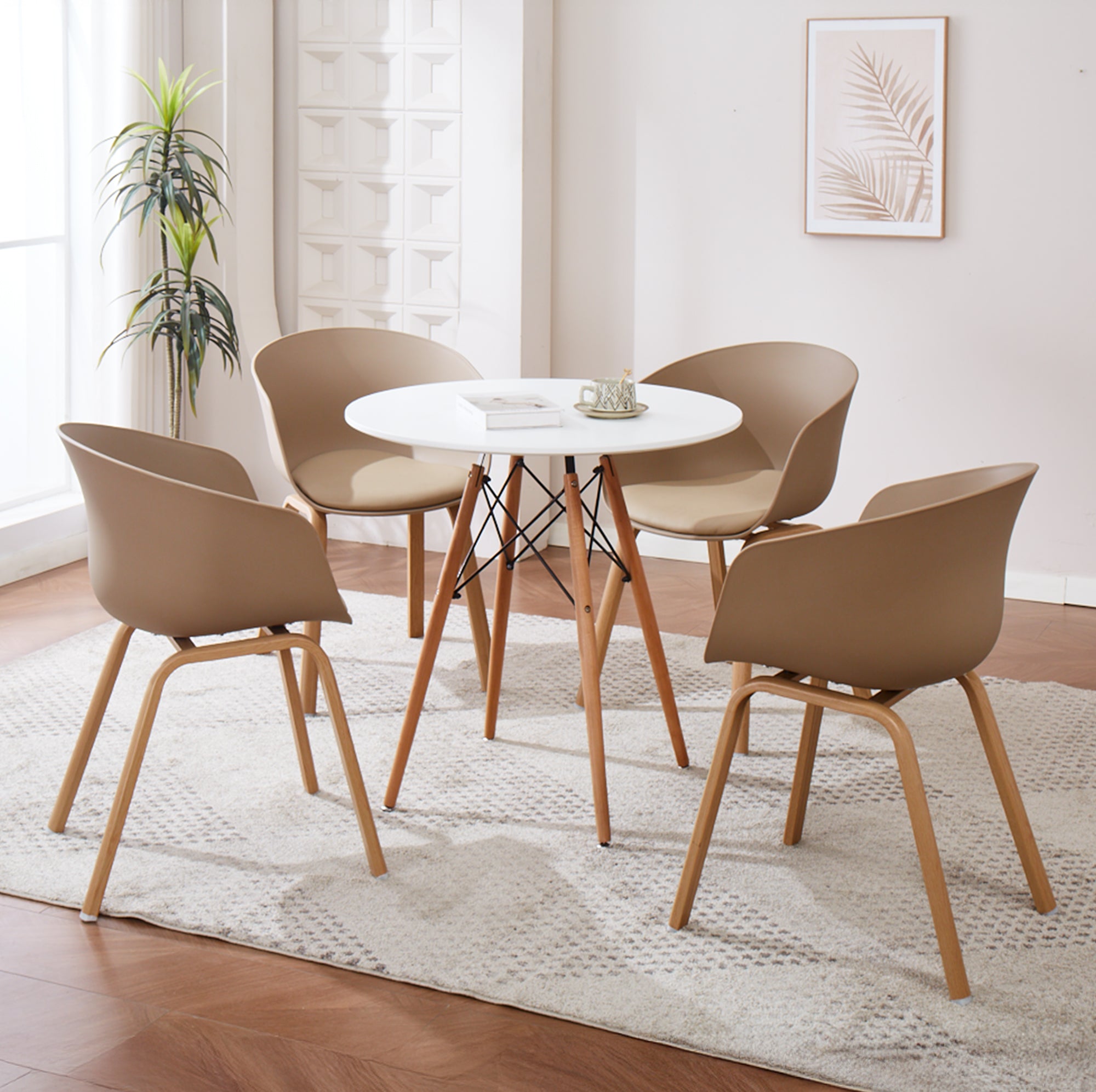 Set Di 4 Sedie Da Cucina Pontrone Sala Da Pranzo Stile Scandinavo Sedia Di Design Moderno Gambe In Metallo Effetto Legno Schienale In Polipropilene Con Cuscino Imbottito Design Moderno Tortora