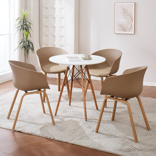 Set Di 4 Sedie Da Cucina Pontrone Sala Da Pranzo Stile Scandinavo Sedia Di Design Moderno Gambe In Metallo Effetto Legno Schienale In Polipropilene Con Cuscino Imbottito Design Moderno Tortora