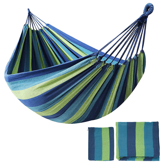 Amaca Da Giardino Campeggio In Tela 150x180 Cm Dimensioni Maggiorate Con Sacchetto Per Trasporto Leggera Cotone Rinforzato 280Gsm Multicolore  - Blu