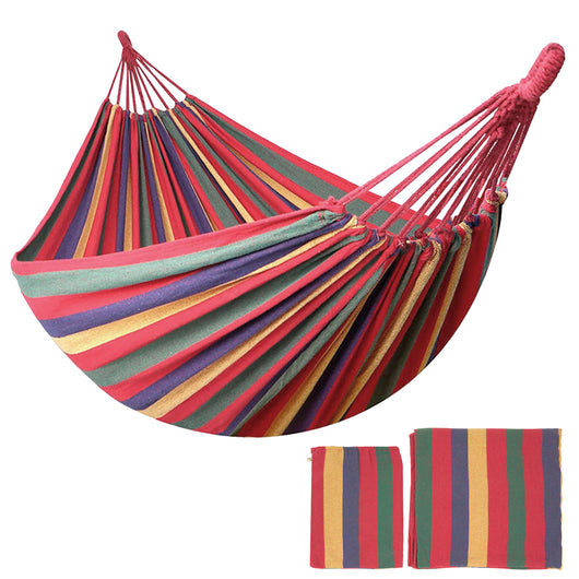 Amaca Da Giardino Campeggio In Tela 150x180 Cm Dimensioni Maggiorate Con Sacchetto Per Trasporto Leggera Cotone Rinforzato 280Gsm Multicolore  - Rosso