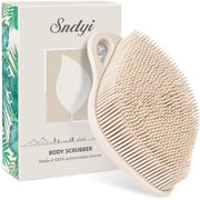 Spazzola per il corpo in silicone, spazzola per doccia in silicone per esfoliazione delicata, scrub per il corpo a forma di foglia in silicone con setole schiumanti, spugna per doccia in silicone per la pelle sensibile, spugna a grano diavena