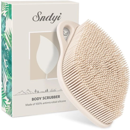 Spazzola per il corpo in silicone, spazzola per doccia in silicone per esfoliazione delicata, scrub per il corpo a forma di foglia in silicone con setole schiumanti, spugna per doccia in silicone per la pelle sensibile, spugna a grano diavena