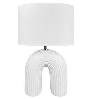 Lampada Moderna Da Comodino Tavola Forma Arcobaleno Grande 50 Cm Certificata RoHS In Ceramica Con Paralume 45W Scrivania Tavolo Abat Jour Bianco