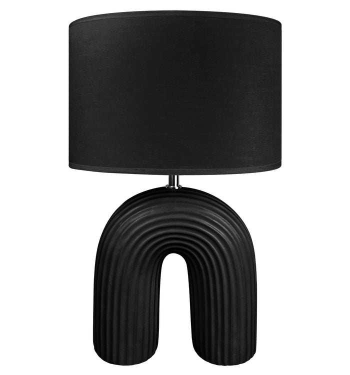 Lampada Moderna Da Comodino Tavola Forma Arcobaleno Grande 50 Cm Certificata RoHS In Ceramica Con Paralume 45W Scrivania Tavolo Abat Jour Nero