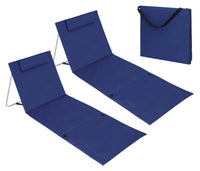 Coppia Materassino Da Spiaggia 2 Pezzi Pieghevole Leggero Portatile Tappetino Spiaggia Regolabile Con Schienale Reclinabile Tasca PortaOggetti Lettino Mare Campeggio  - BluTintaUnita