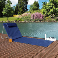 Coppia Materassino Da Spiaggia 2 Pezzi Pieghevole Leggero Portatile Tappetino Spiaggia Regolabile Con Schienale Reclinabile Tasca PortaOggetti Lettino Mare Campeggio  - BluTintaUnita