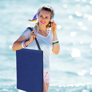 Coppia Materassino Da Spiaggia 2 Pezzi Pieghevole Leggero Portatile Tappetino Spiaggia Regolabile Con Schienale Reclinabile Tasca PortaOggetti Lettino Mare Campeggio  - BluTintaUnita