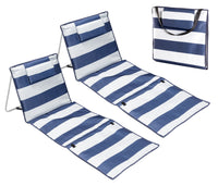 Coppia Materassino Da Spiaggia 2 Pezzi Pieghevole Leggero Portatile Tappetino Spiaggia Regolabile Con Schienale Reclinabile Tasca PortaOggetti Lettino Mare Campeggio  - RigheBiancoBlu