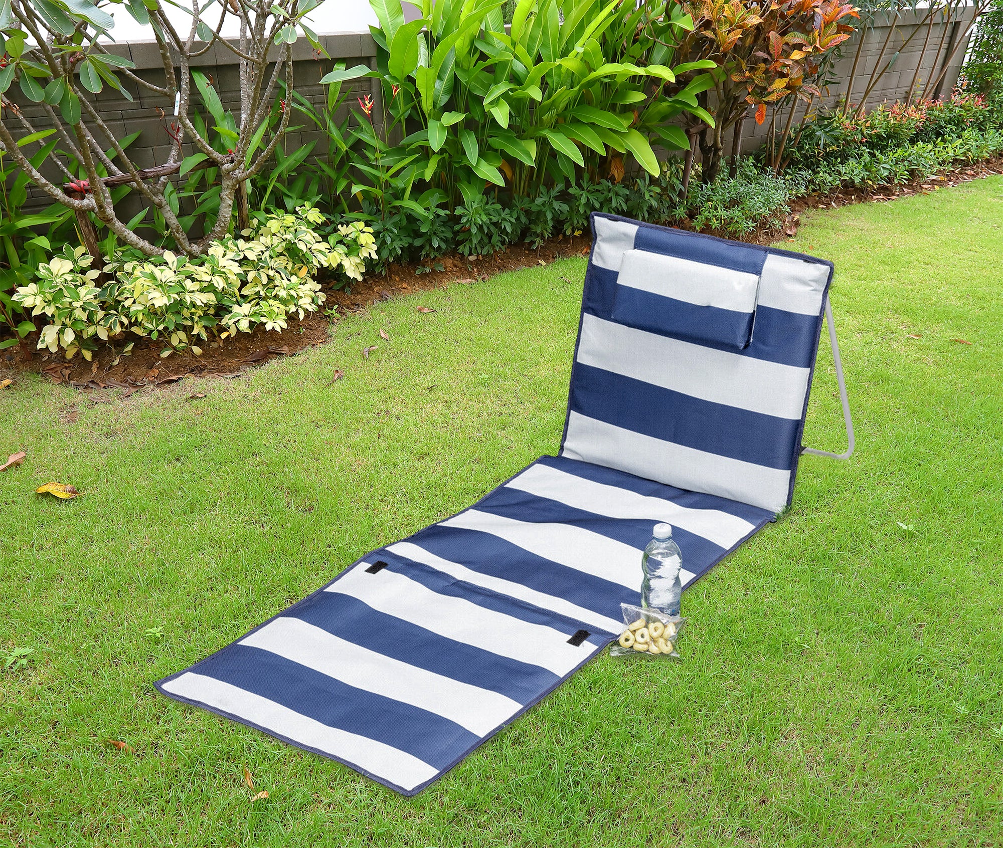Coppia Materassino Da Spiaggia 2 Pezzi Pieghevole Leggero Portatile Tappetino Spiaggia Regolabile Con Schienale Reclinabile Tasca PortaOggetti Lettino Mare Campeggio  - RigheBiancoBlu