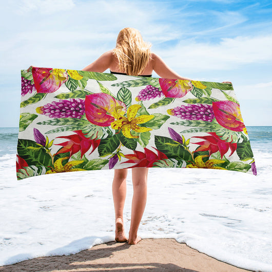 Telo Mare Asciugamano Da Spiaggia Misura Grande 100x180 Cm Assorbente In Morbida Microfibra Leggero Stampe Moderne Sabbia Lettino Vacanze Piscina Floreale