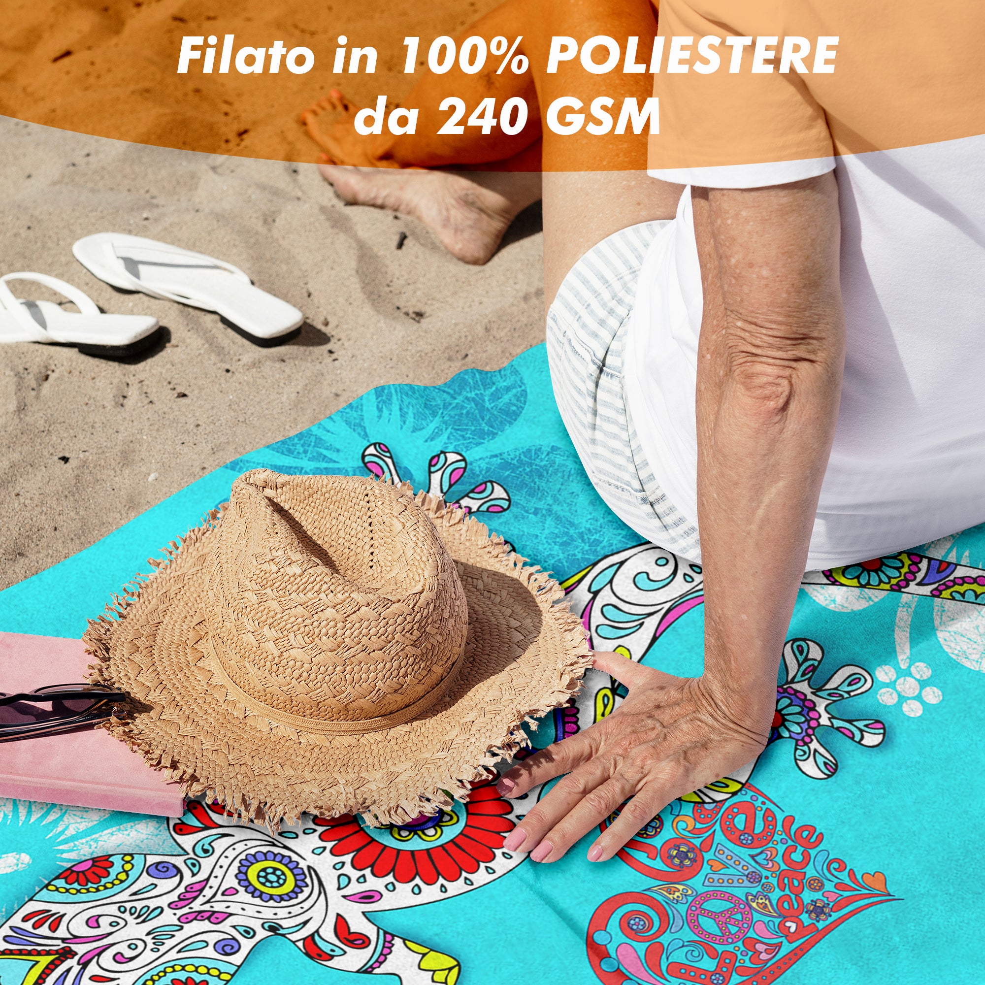 Telo Mare Asciugamano Da Spiaggia Misura Grande 100x180 Cm Assorbente In Morbida Microfibra Leggero Stampe Moderne Sabbia Lettino Vacanze Piscina Geco Azzurro