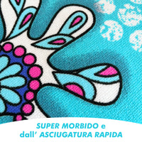 Telo Mare Asciugamano Da Spiaggia Misura Grande 100x180 Cm Assorbente In Morbida Microfibra Leggero Stampe Moderne Sabbia Lettino Vacanze Piscina Geco Azzurro