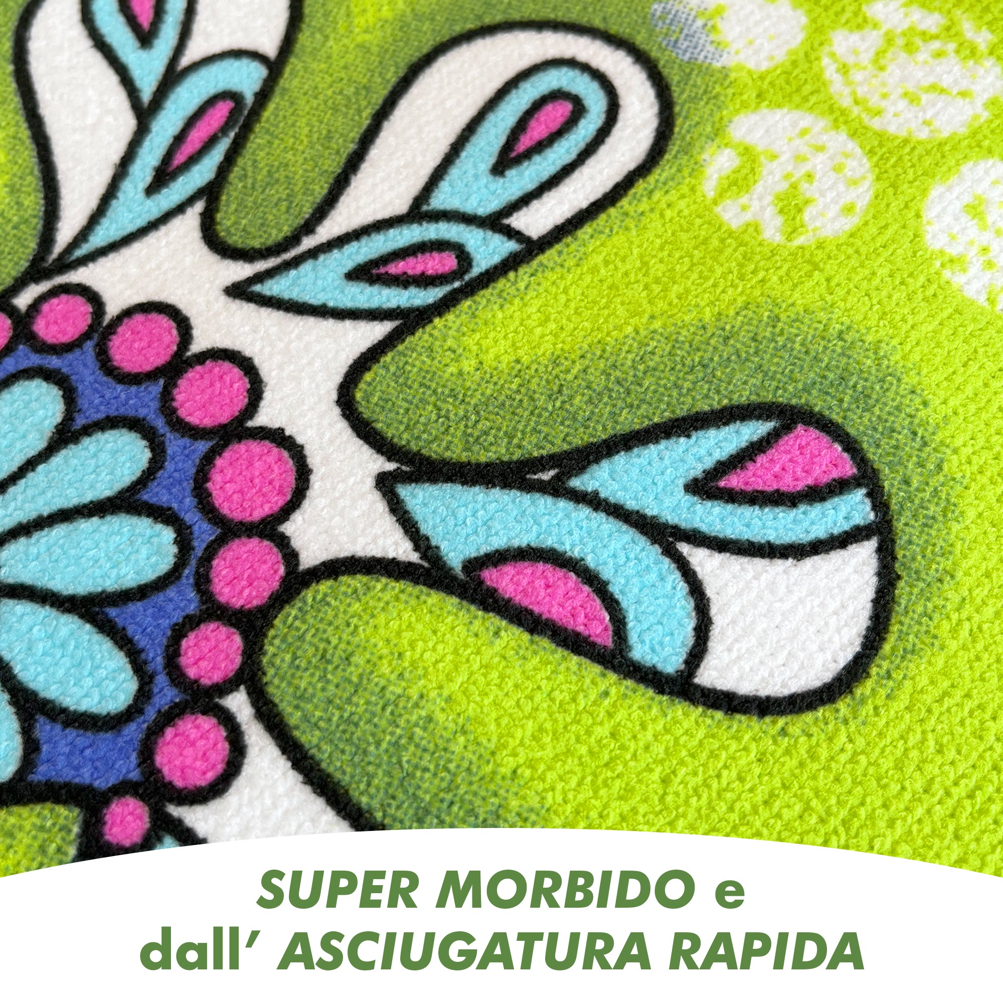 Telo Mare Asciugamano Da Spiaggia Misura Grande 100x180 Cm Assorbente In Morbida Microfibra Leggero Stampe Moderne Sabbia Lettino Vacanze Piscina Geco Verde