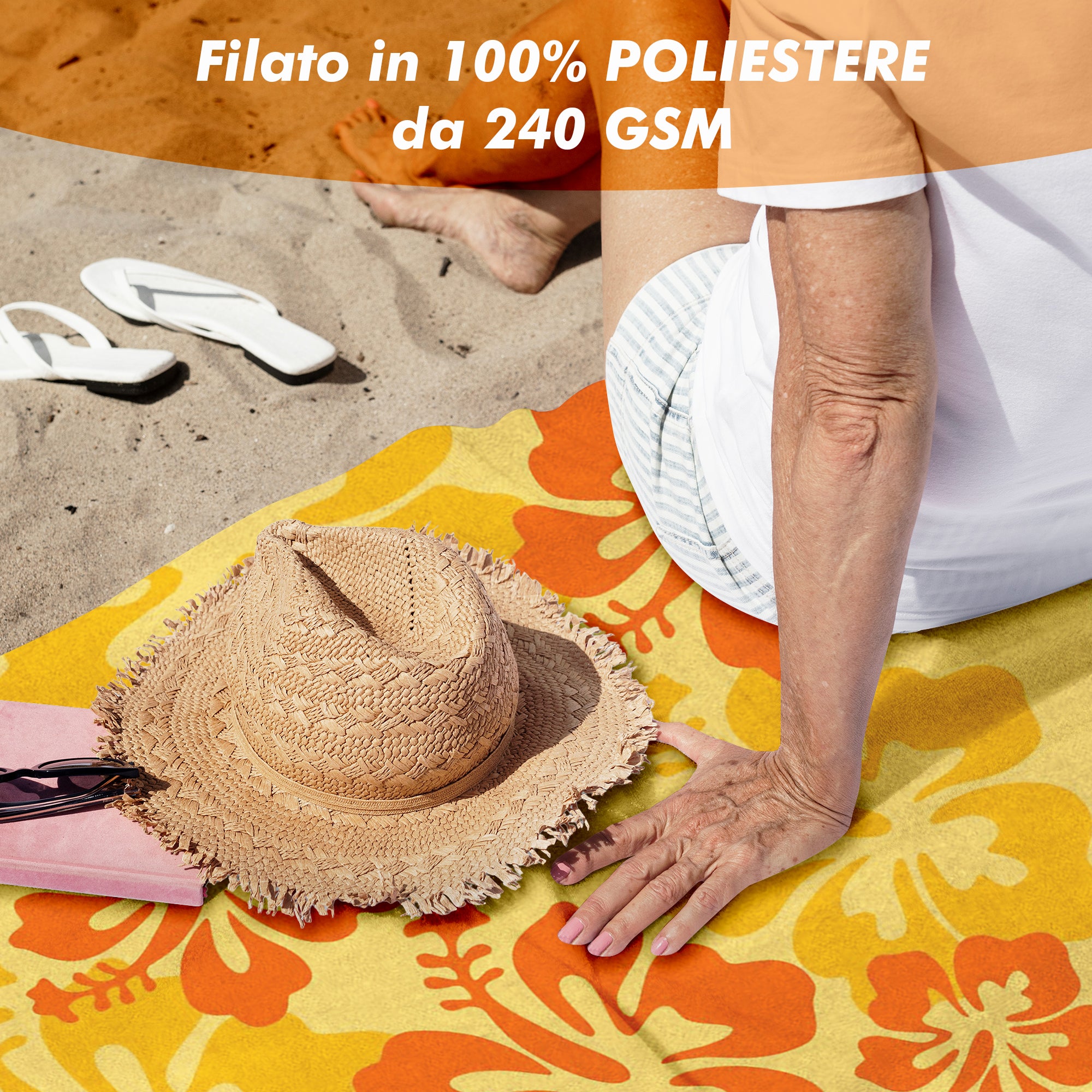 Telo Mare Asciugamano Da Spiaggia Misura Grande 100x180 Cm Assorbente In Morbida Microfibra Leggero Stampe Moderne Sabbia Lettino Vacanze Piscina Hawaii Arancio