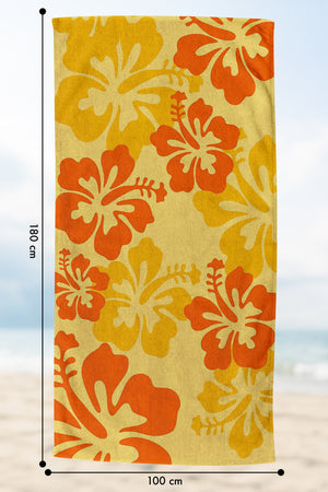 Telo Mare Asciugamano Da Spiaggia Misura Grande 100x180 Cm Assorbente In Morbida Microfibra Leggero Stampe Moderne Sabbia Lettino Vacanze Piscina Hawaii Arancio