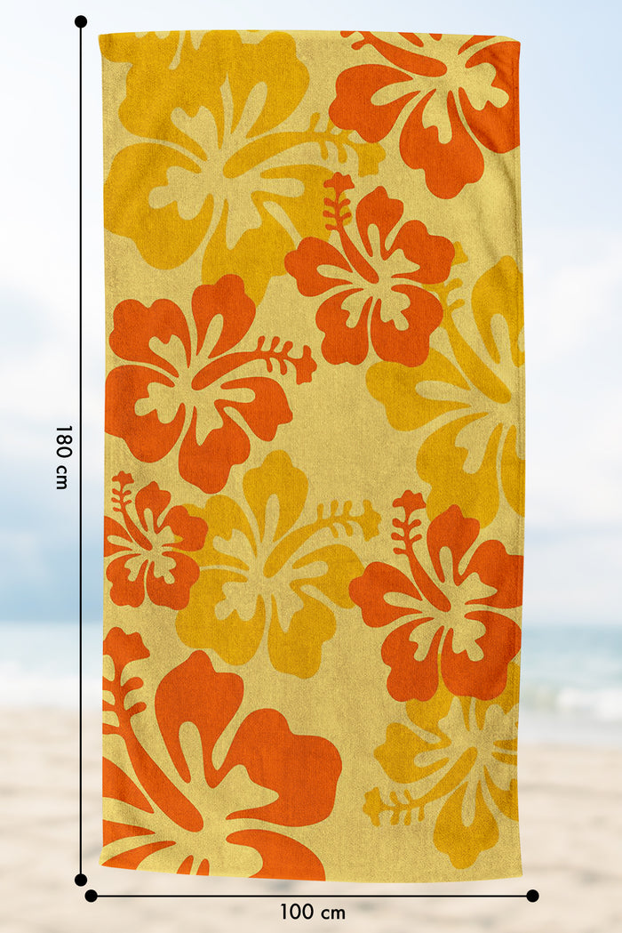 Telo Mare Asciugamano Da Spiaggia Misura Grande 100x180 Cm Assorbente In Morbida Microfibra Leggero Stampe Moderne Sabbia Lettino Vacanze Piscina Hawaii Arancio