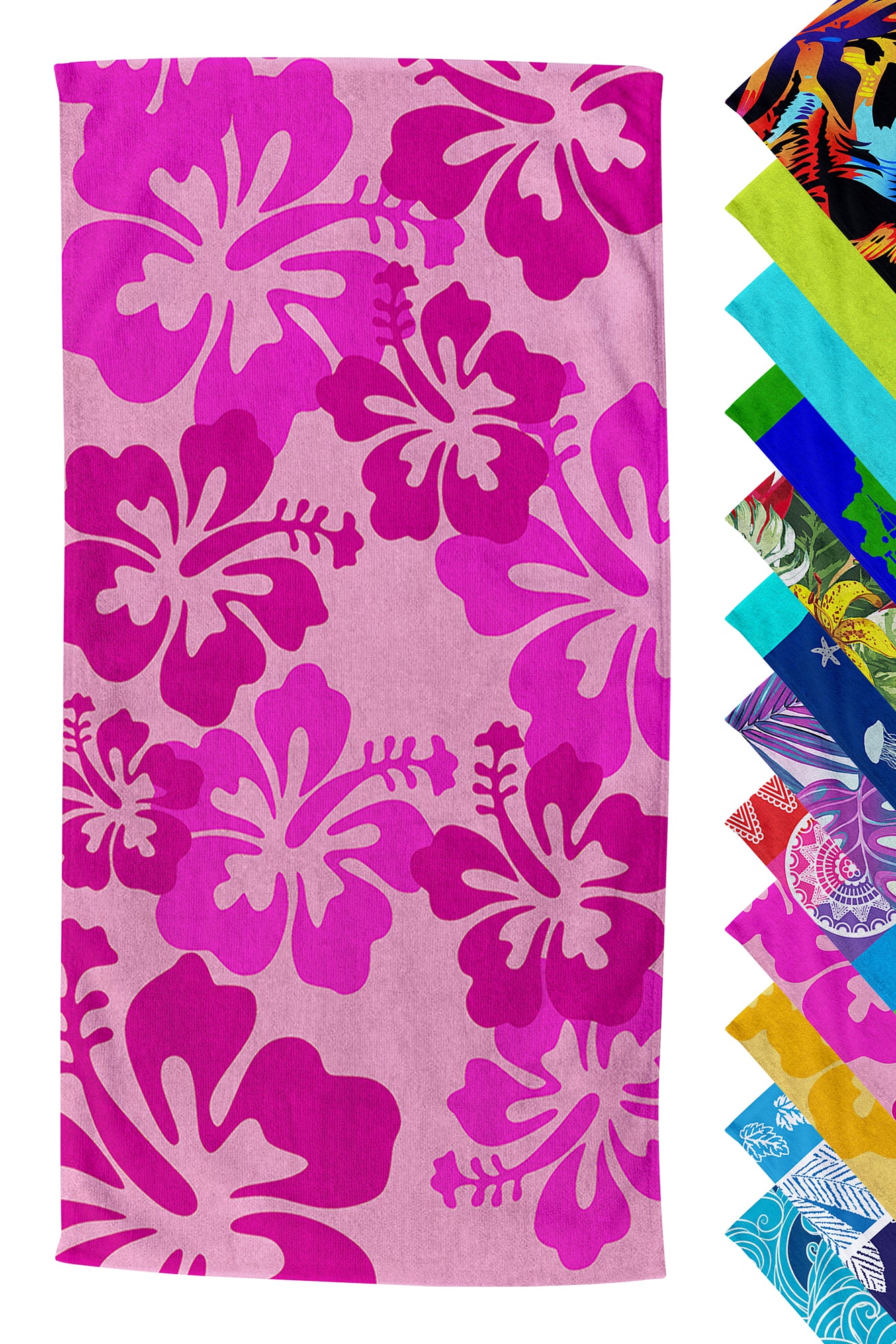 Telo Mare Asciugamano Da Spiaggia Misura Grande 100x180 Cm Assorbente In Morbida Microfibra Leggero Stampe Moderne Sabbia Lettino Vacanze Piscina Hawaii Rosa