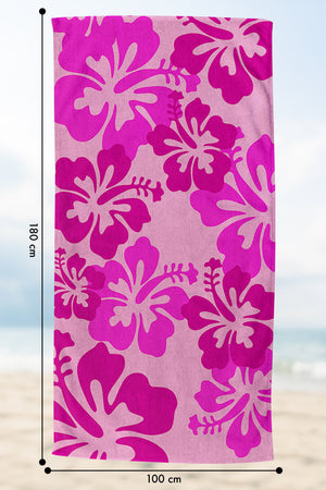 Telo Mare Asciugamano Da Spiaggia Misura Grande 100x180 Cm Assorbente In Morbida Microfibra Leggero Stampe Moderne Sabbia Lettino Vacanze Piscina Hawaii Rosa